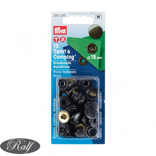 Capse metalice ' Sport Camping', negru 15 mm - Prym 390230